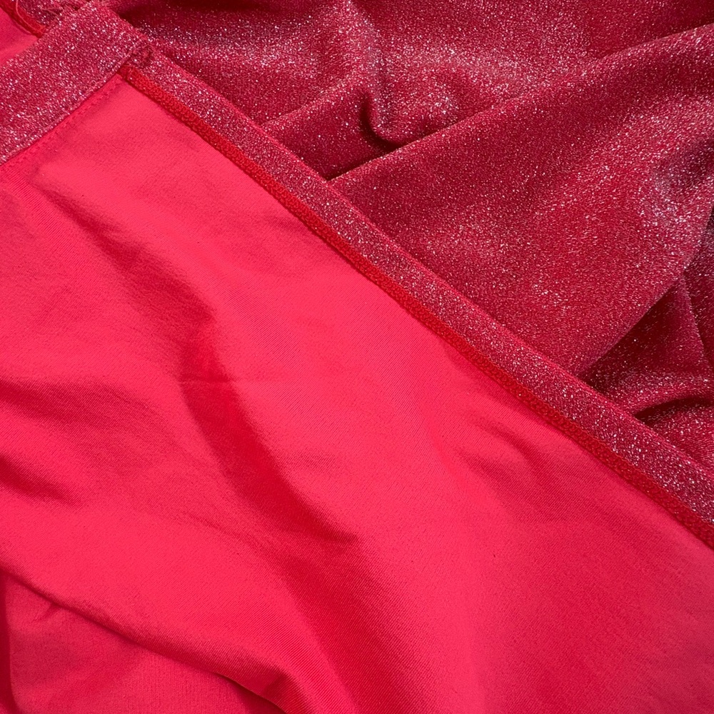 Good American Dress Women’s 2XL Coral Pink Ruched Metallic Shirred Glittery - Picture 6 of 9